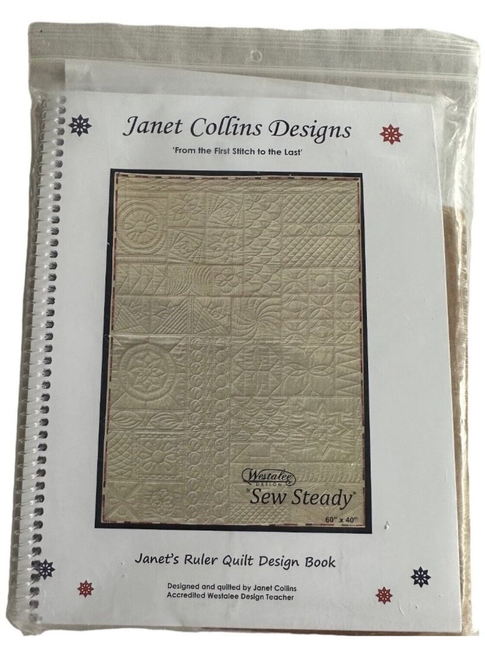 Ruler Work Kit + Janet’s Quilt Design Book Low Shank Template Foot Westalee